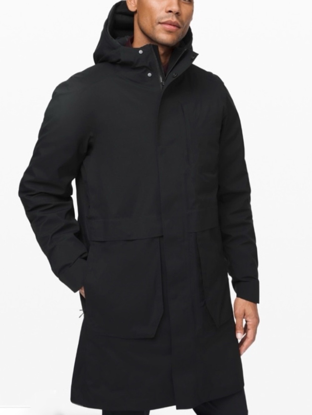 Lululemon Storm Field Rain Trench Shell Black Waterproof Hooded-Medium